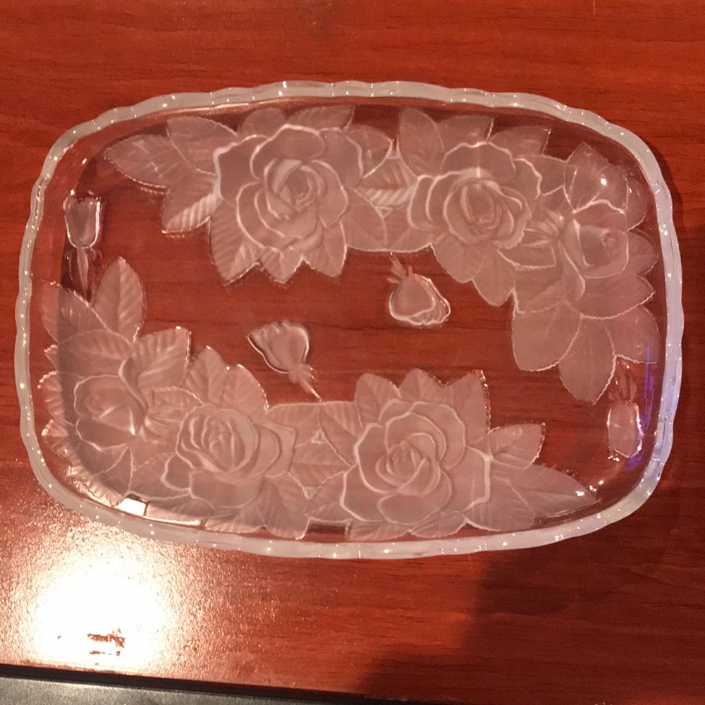 Glass Tray with Roses